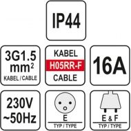 Prailginimo kabelis guminis IP44, 3x1,5mm2 40m (YT-81024)