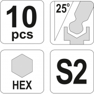 L tipo raktų rinkinys | ilgas tipas | S2 | hex šešiakampis su šarnyru 1,27 - 10 mm | 10 vnt. (YT-0561)