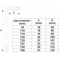 L tipo raktų rinkinys | ilgas tipas | T-Star (Torx) su šarnyru T9 - T40 | 8 vnt. (YT-05123)