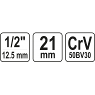 Galvutė žvakėms šešiakampė | 12,5 mm (1/2") | 21 mm (YT-12541)