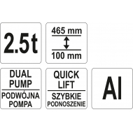 Domkratas ant ratukų | hidraulinis | aliuminis | 100-465 mm | 2.5 t. (YT-17205)
