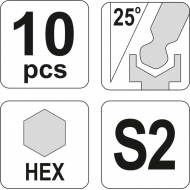 L tipo raktų rinkinys | vidutinis ilgis | S2 | hex šešiakampis su šarnyru 1,27 - 10 mm | 10 vnt. (YT-0560)