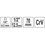 Adapteris | 6,3 mm (1/4") / 12,5 mm (1/2") (YT-04627)