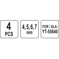 Atsarginiai antgaliai smėliapūtei | 4, 5, 6, 7 mm | YT-55840 (YT-55844)