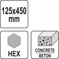 Kaltas plokščias | asfaltui ir betonui | 125 x 450 mm / HEX antgalis (YT-47372)