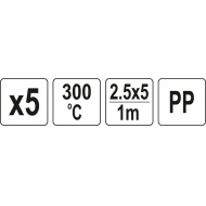 Plastiko suvirinimo juosta | polipropilenas (PP) | 2.5X5 mm | 5х1m / 5 vnt. (YT-82303)