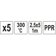 Plastiko suvirinimo juosta | polipropilenas (PPR) | 2.5X5 mm | 5х1m / 5 vnt. (YT-82307)