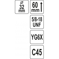 Universali gręžimo karūna | TCT | 5/8"-18UNF | 38 mm (YT-43975)