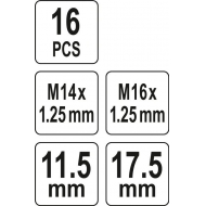 Žvakės sriegio lizdo remonto rinkinys | M14 x 1,25 mm | 16 vnt. (YT-17580)