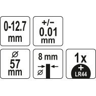Skaitmeninis indikatorius | 0 - 12.7 mm (YT-72453)