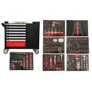 Įrankių spintelė ant ratukų su įrankiais 7 stalčiai / 1 durelės 298 įrankiai (YSD-002)